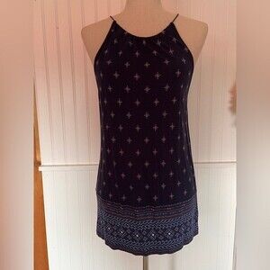 Blue Tank Top W/ Tassel Tie Back
